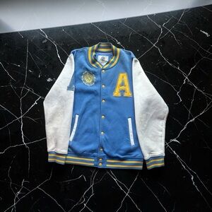 Blue University Sweatshirt with Gold Emblem